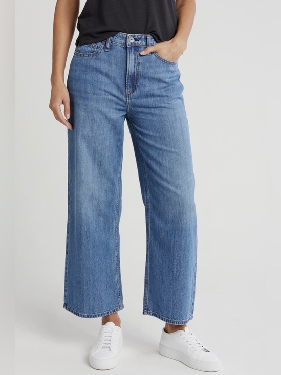 rag & bone Denim - Rag & Bone Lori Mid Rise Crop Wide Leg Jeans Medium Wash Denim Size 29